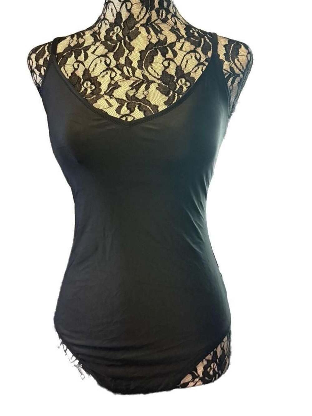 Aerie Black Lace Up Back One Piece Swimsuit Size M Long NWT